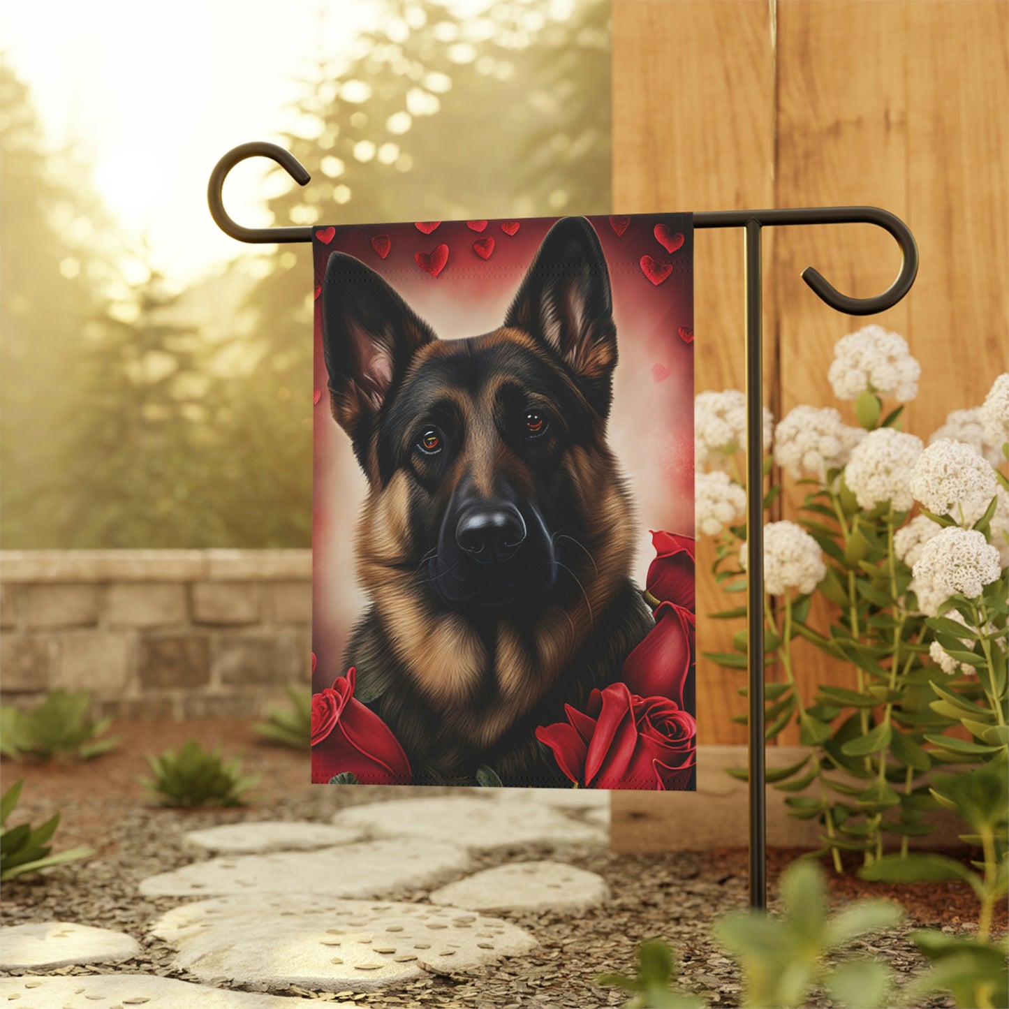 German Shepherd Valentine's Day Garden & House Flag