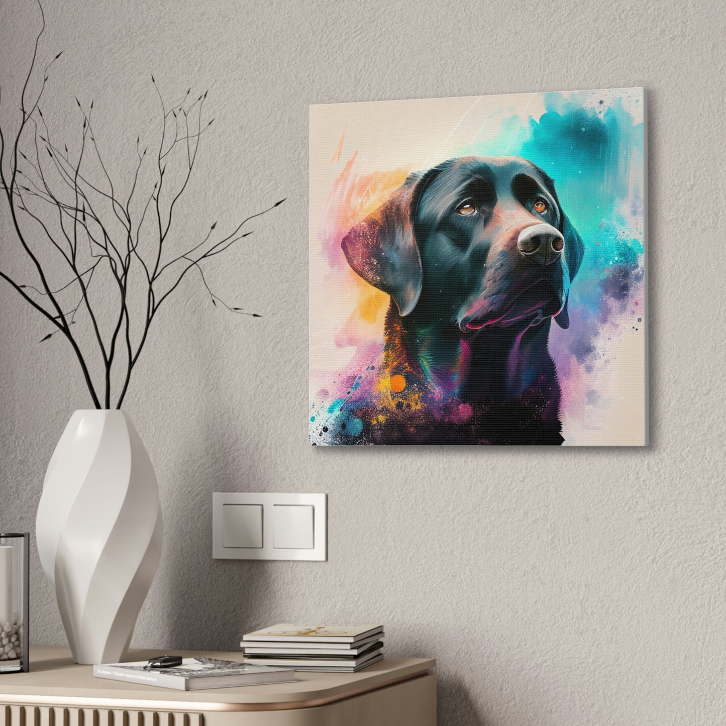 Black Labrador Retriever Watercolor Canvas