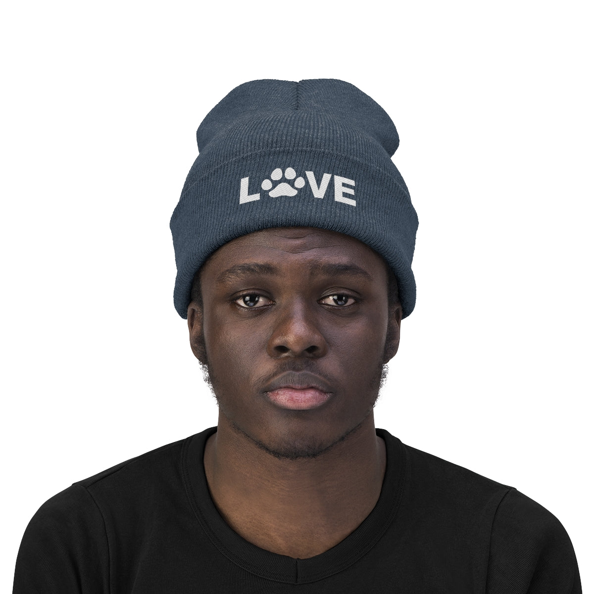 Love Pawprint Knit Ski Cap