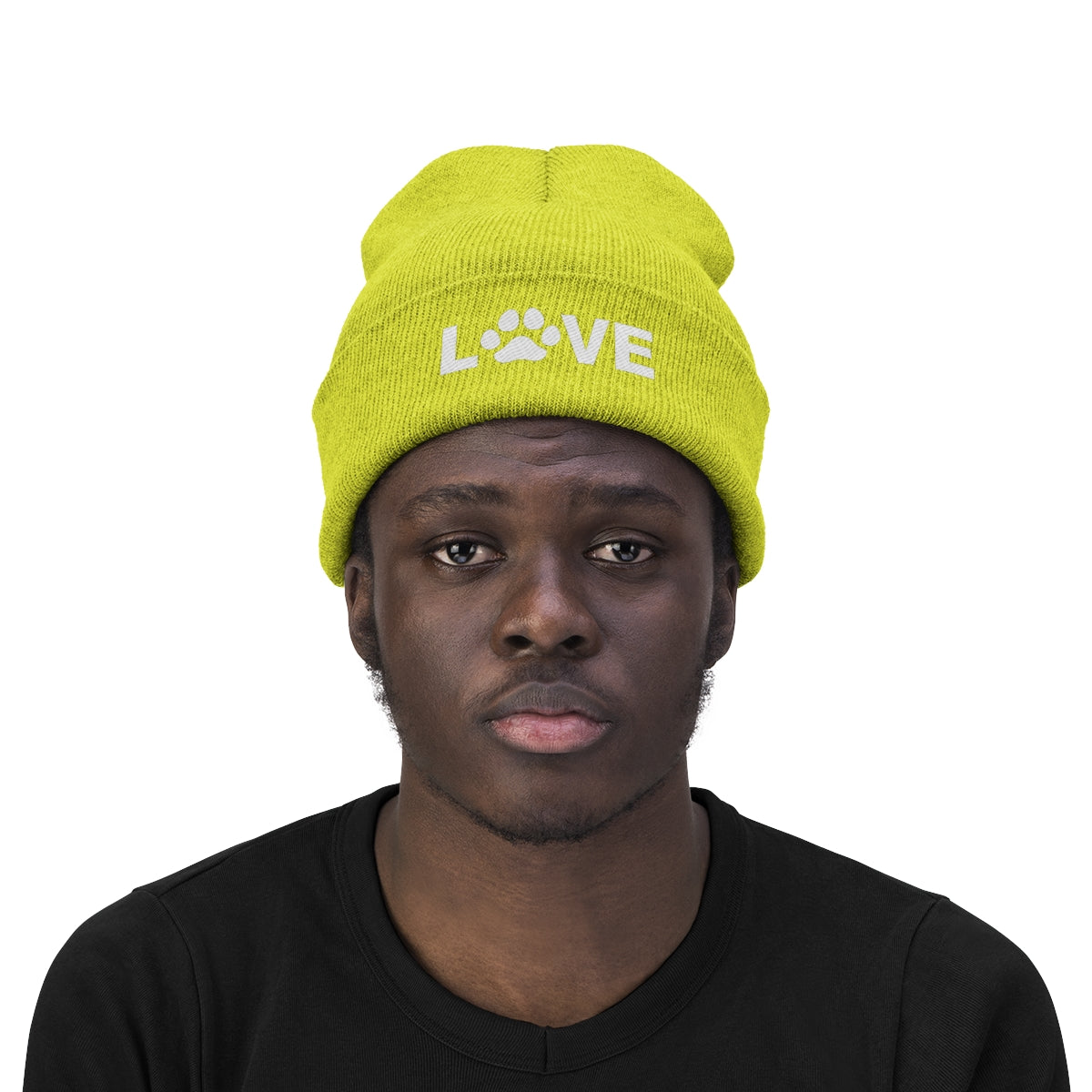 Love Pawprint Knit Ski Cap