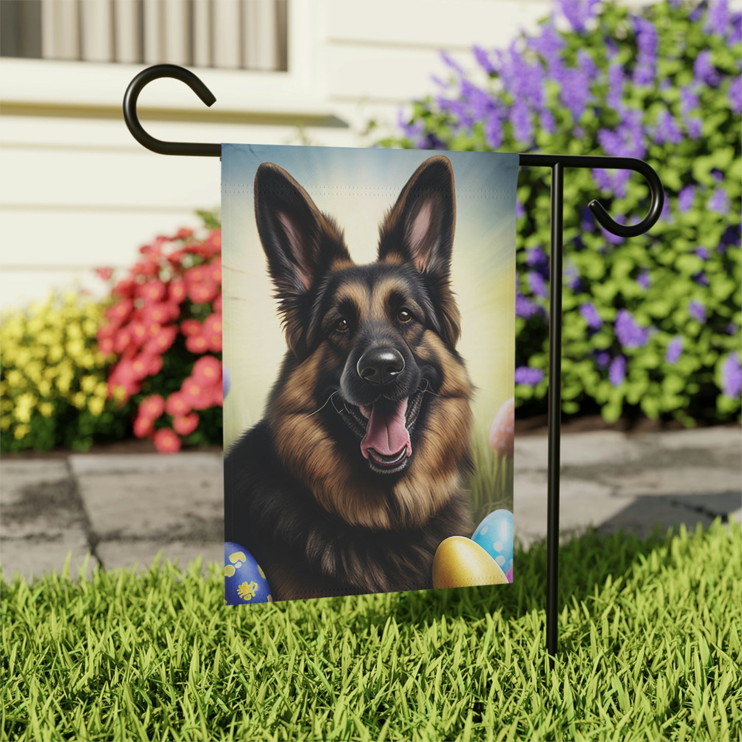German Shepherd Easter Egg Garden & House Flag