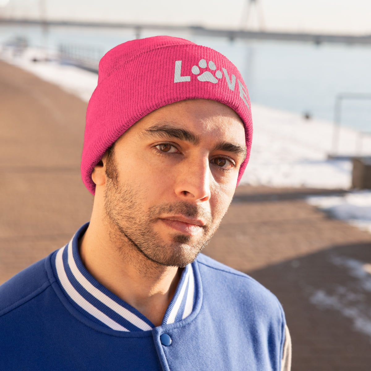Love Pawprint Knit Ski Cap