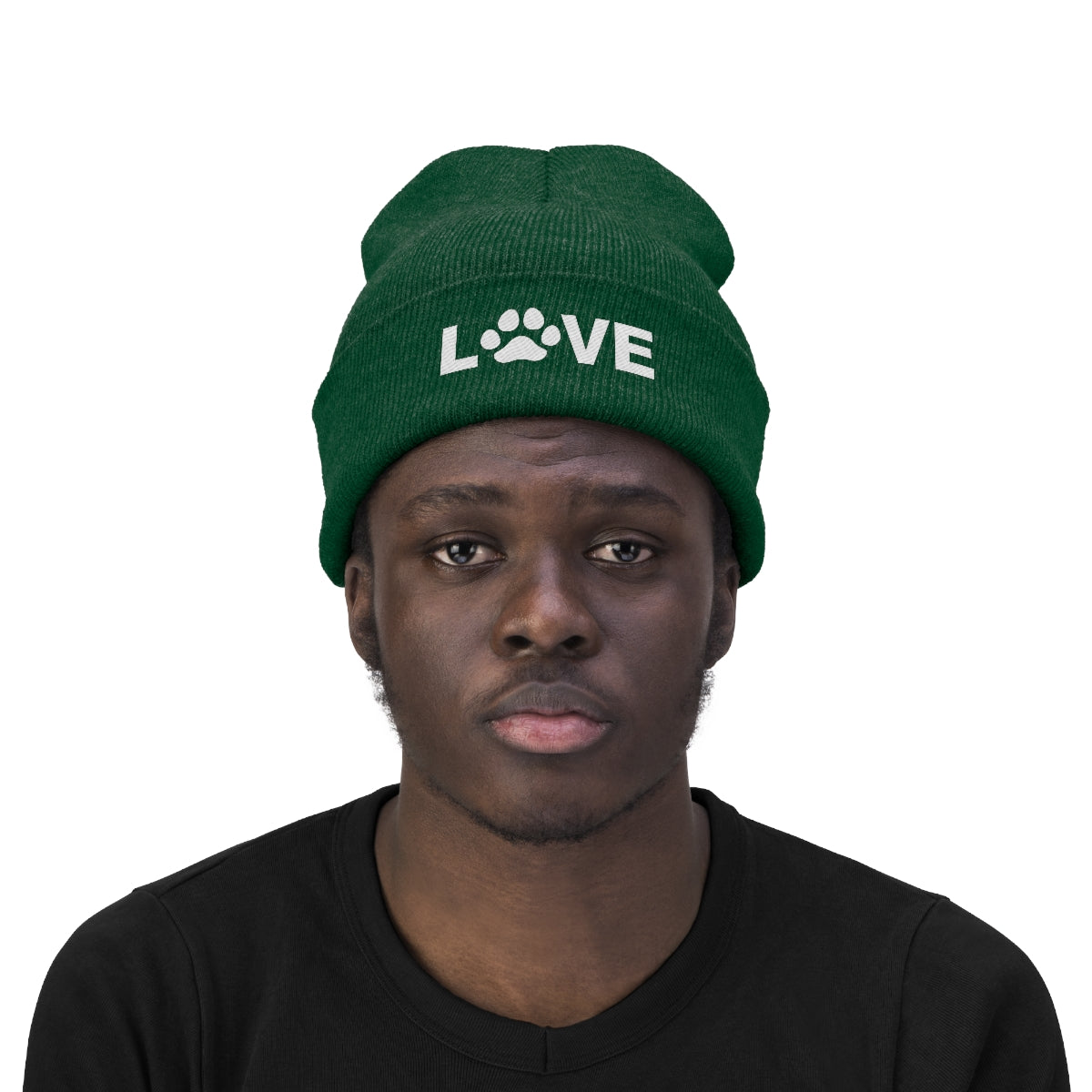 Love Pawprint Knit Ski Cap