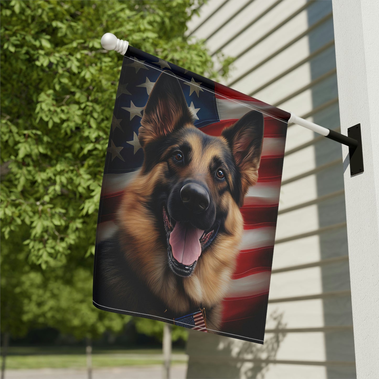 German Shepherd Patriotic Garden & House Flag