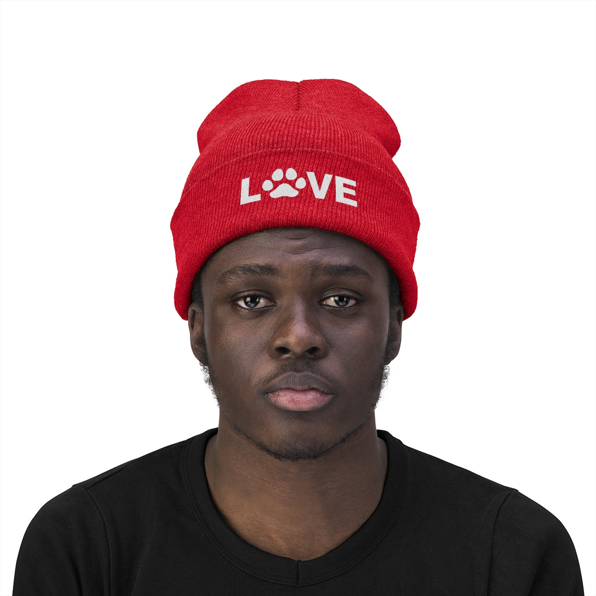 Love Pawprint Knit Ski Cap