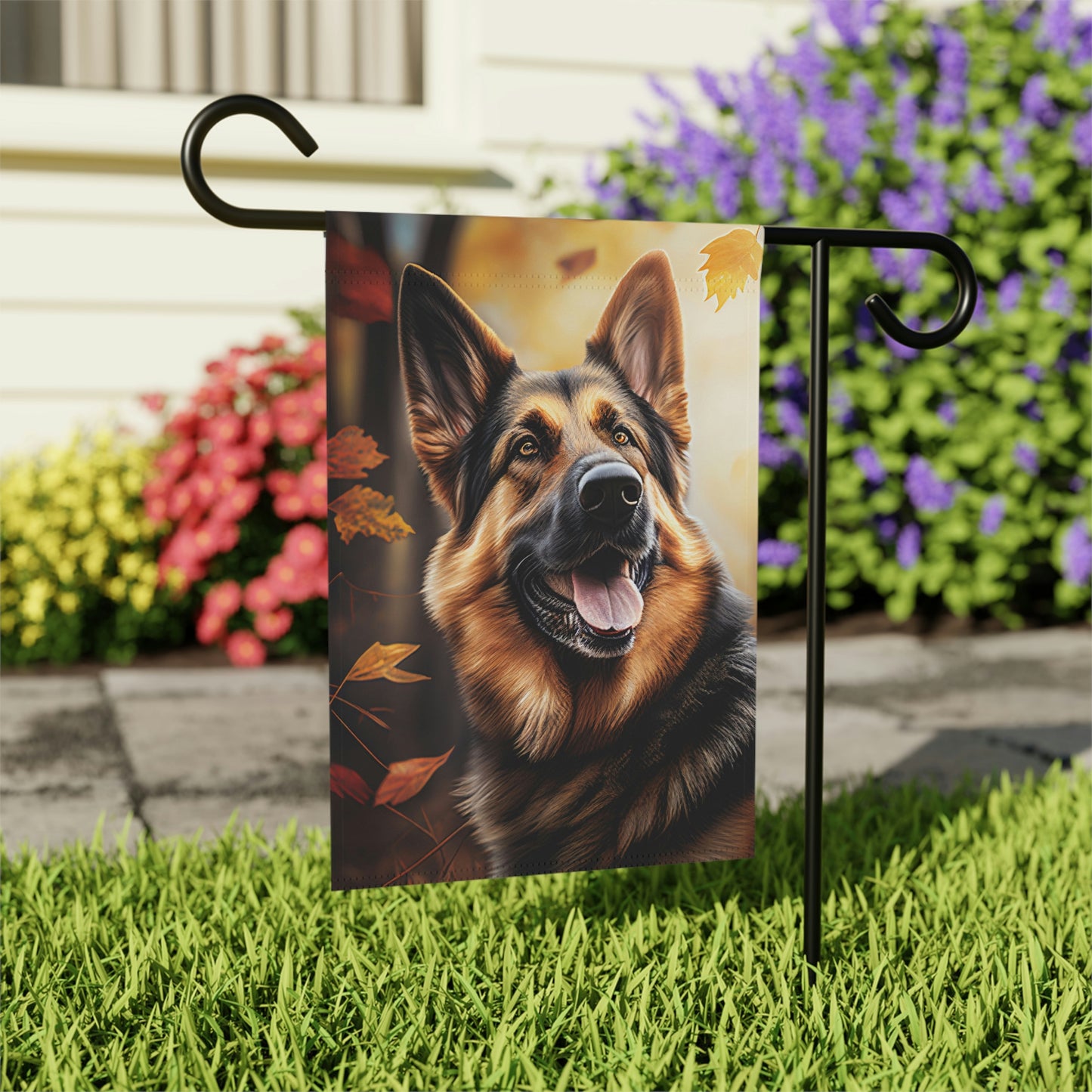 German Shepherd Autumn Garden & House Flag