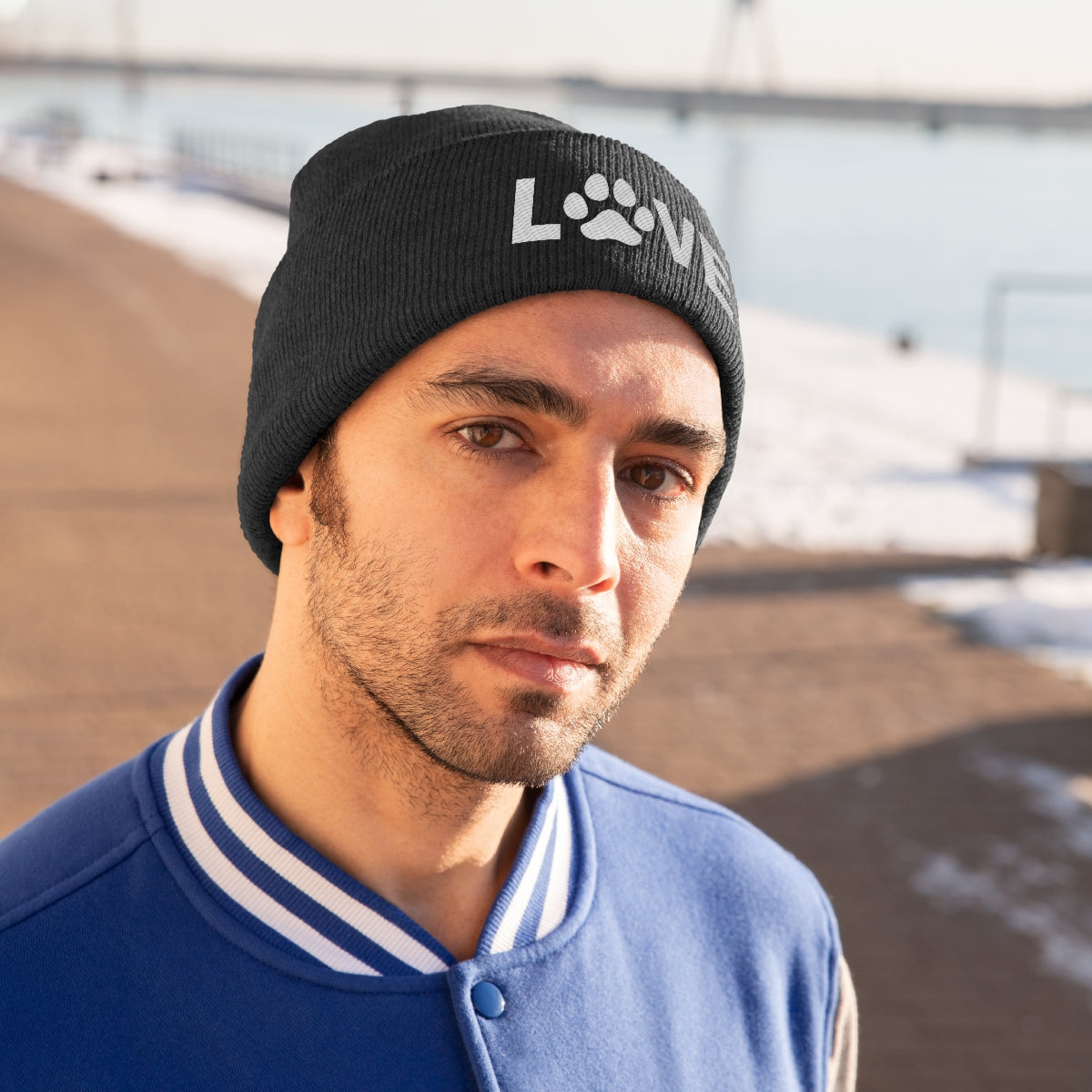 Love Pawprint Knit Ski Cap