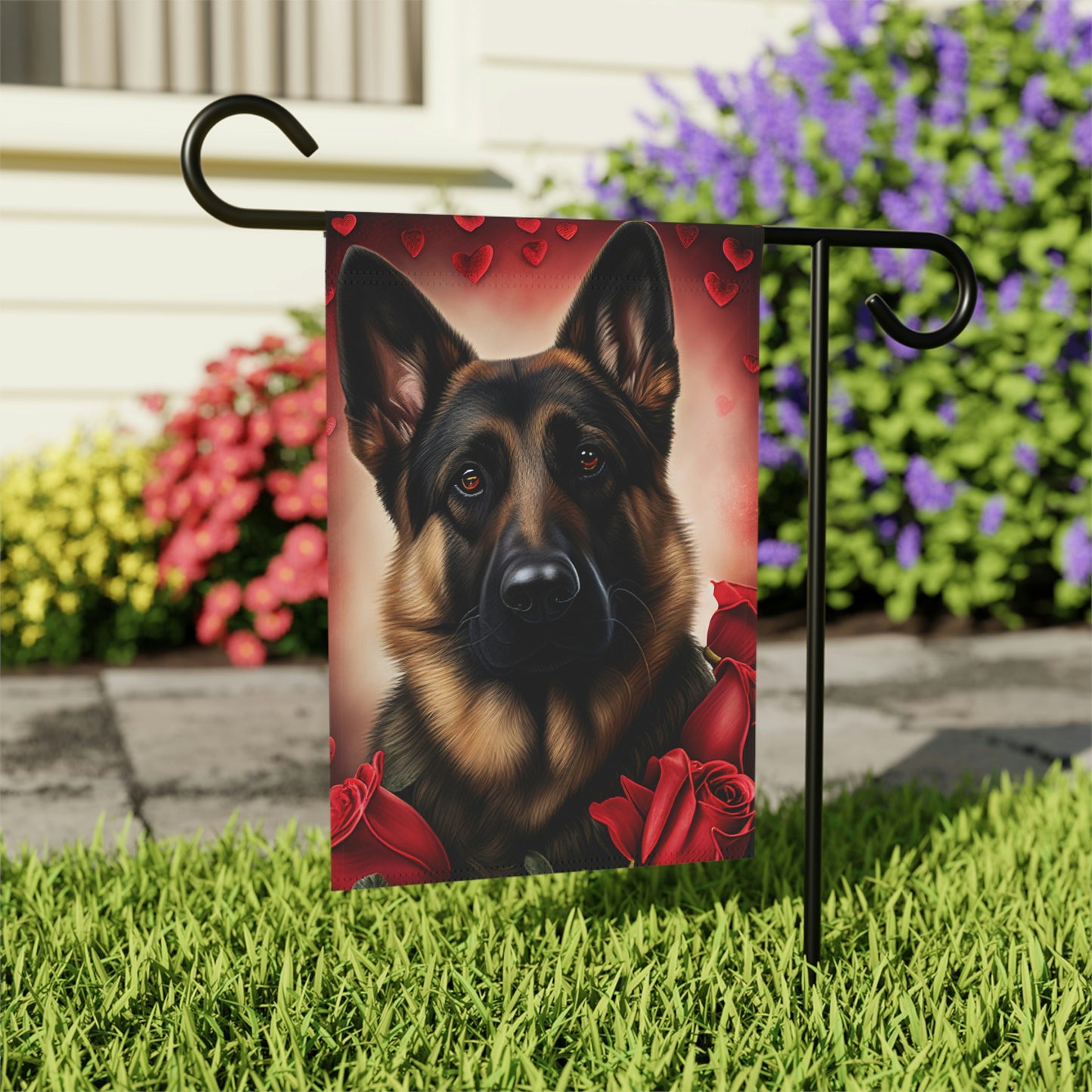 German Shepherd Valentine's Day Garden & House Flag