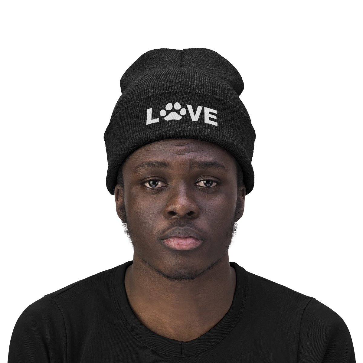 Love Pawprint Knit Ski Cap