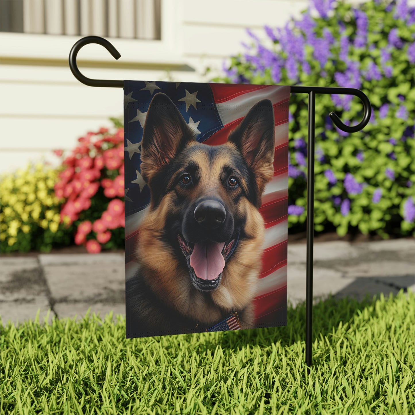 German Shepherd Patriotic Garden & House Flag