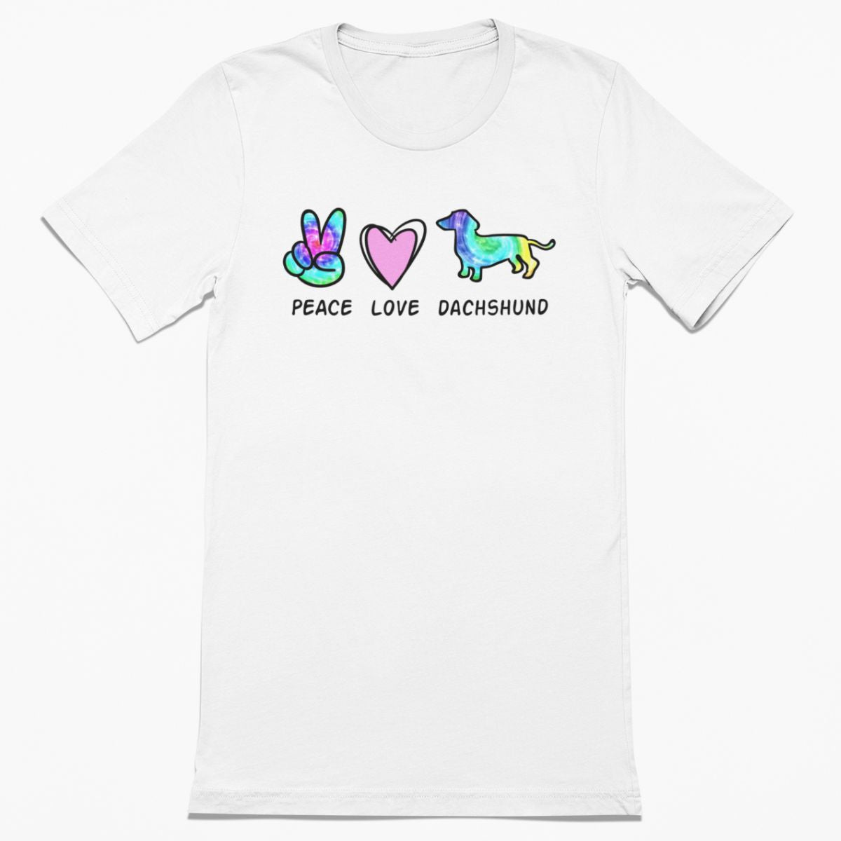 Peace Love Dachshund Pastel Tie Dye Shirt