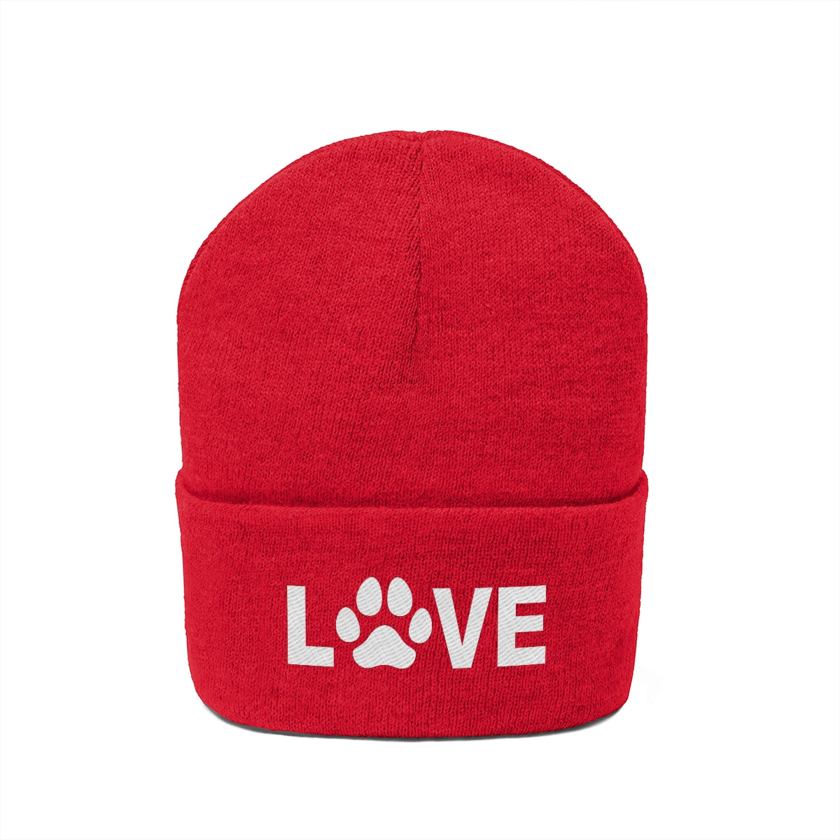 Love Pawprint Knit Ski Cap