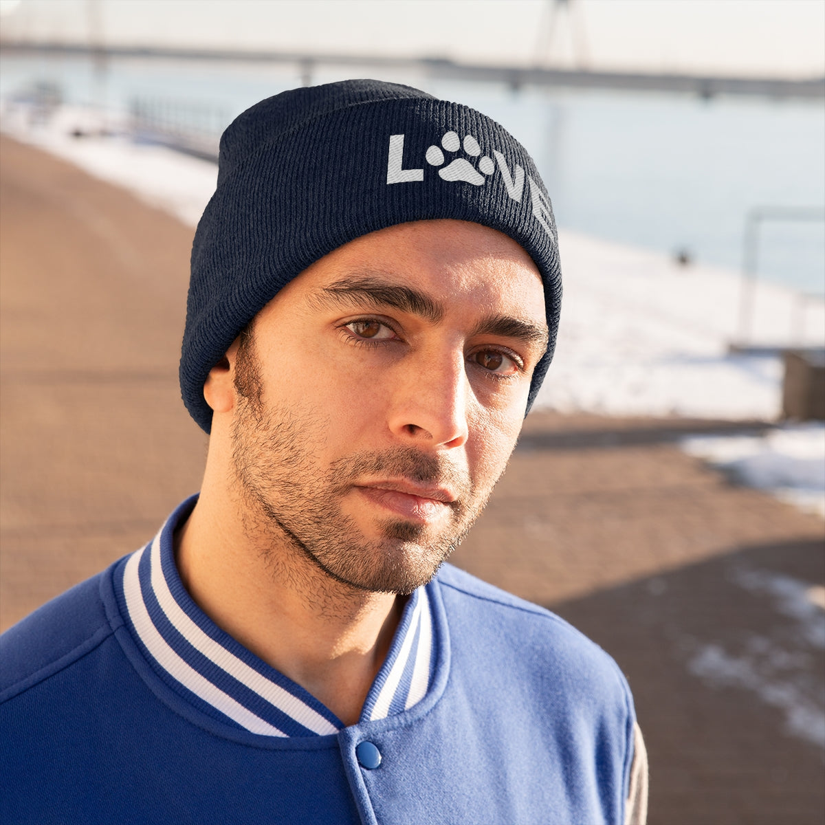 Love Pawprint Knit Ski Cap
