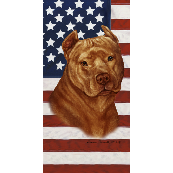 Patriotic Pit Bull Beach Towel