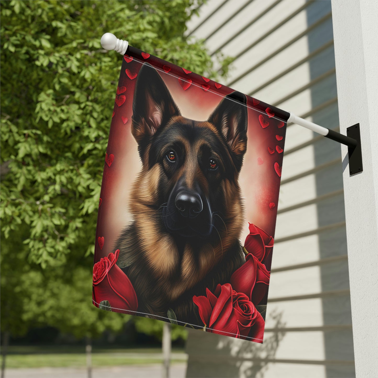 German Shepherd Valentine's Day Garden & House Flag
