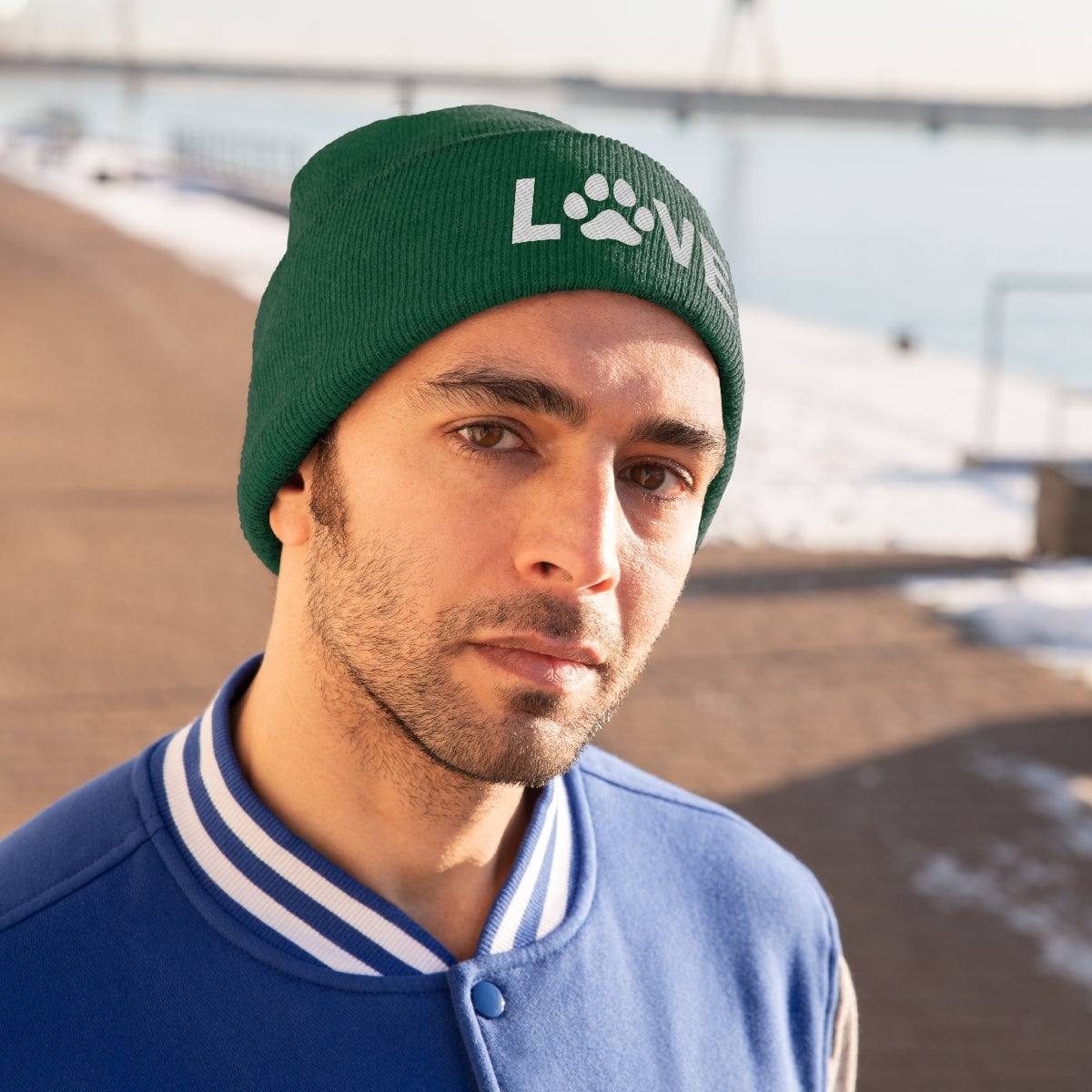 Love Pawprint Knit Ski Cap