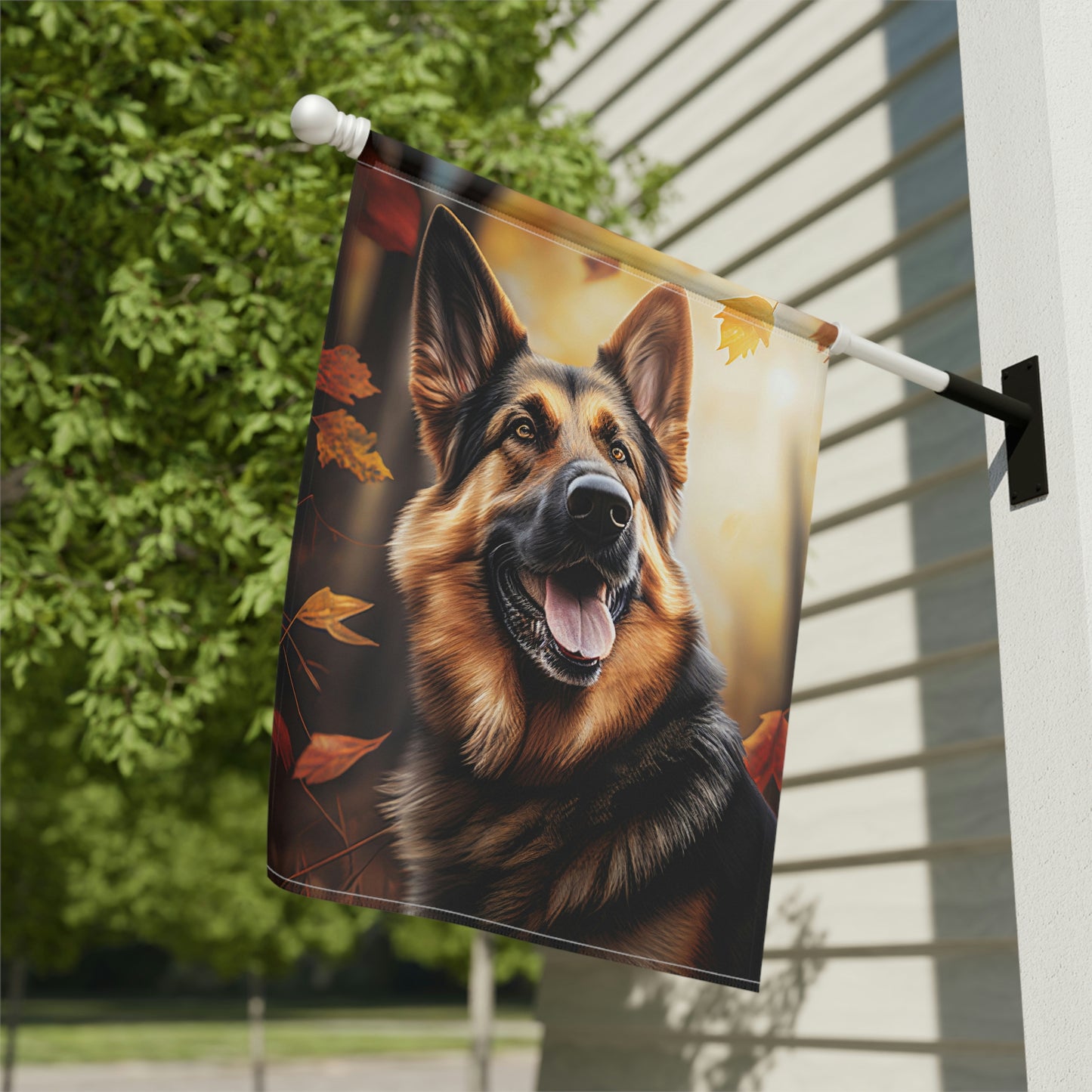German Shepherd Autumn Garden & House Flag