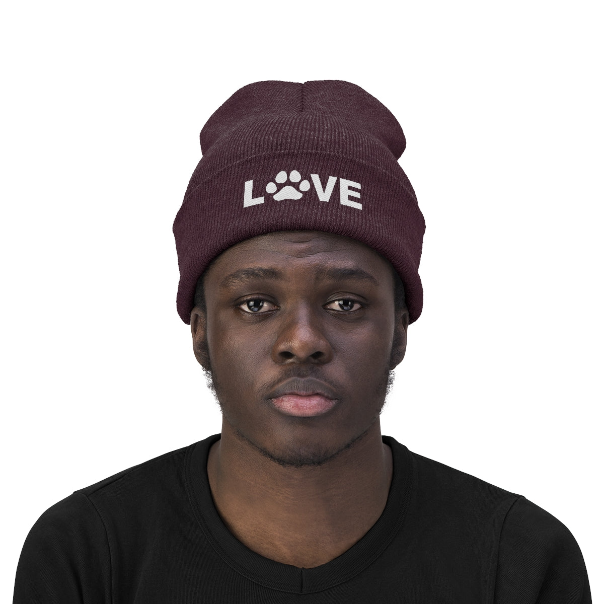 Love Pawprint Knit Ski Cap
