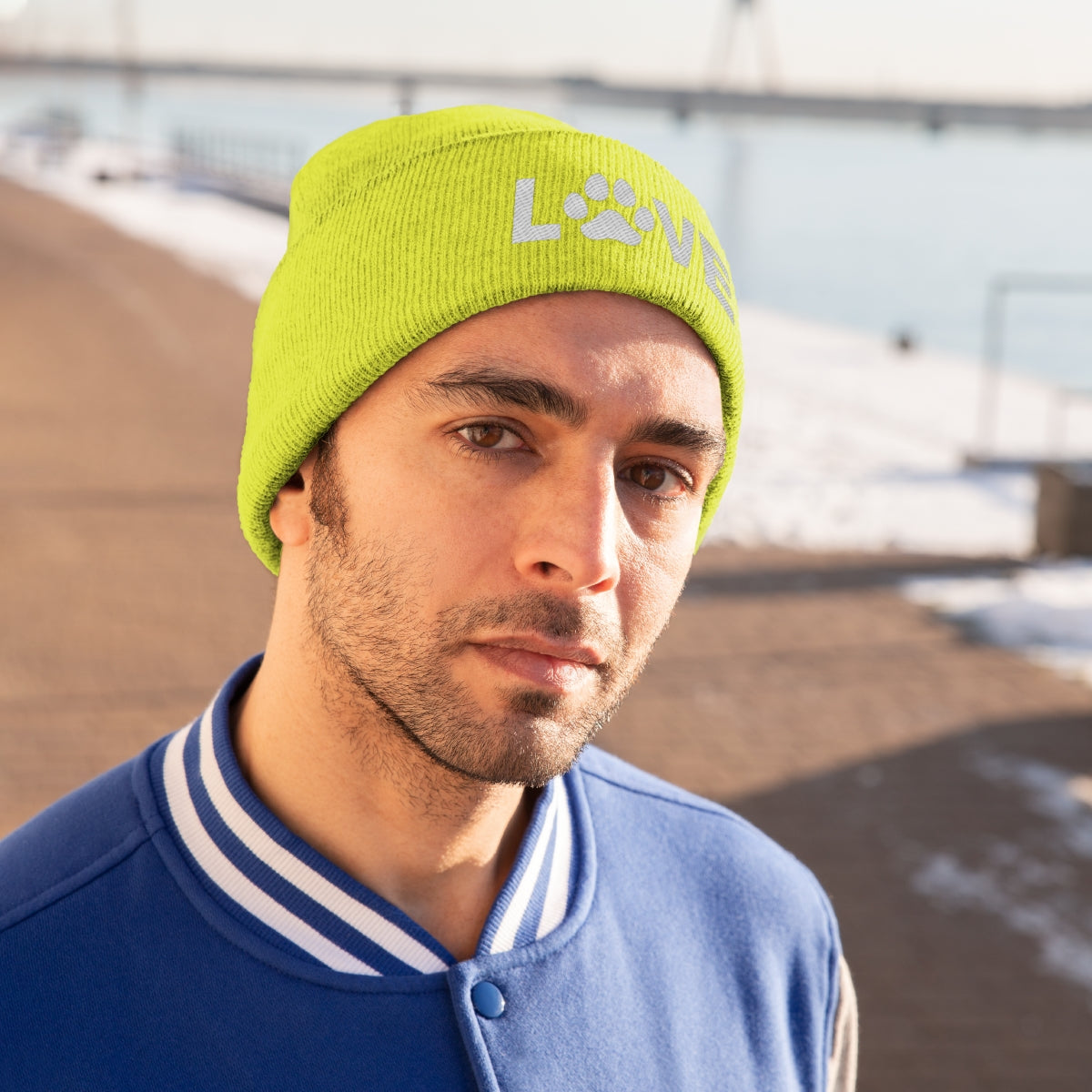 Love Pawprint Knit Ski Cap