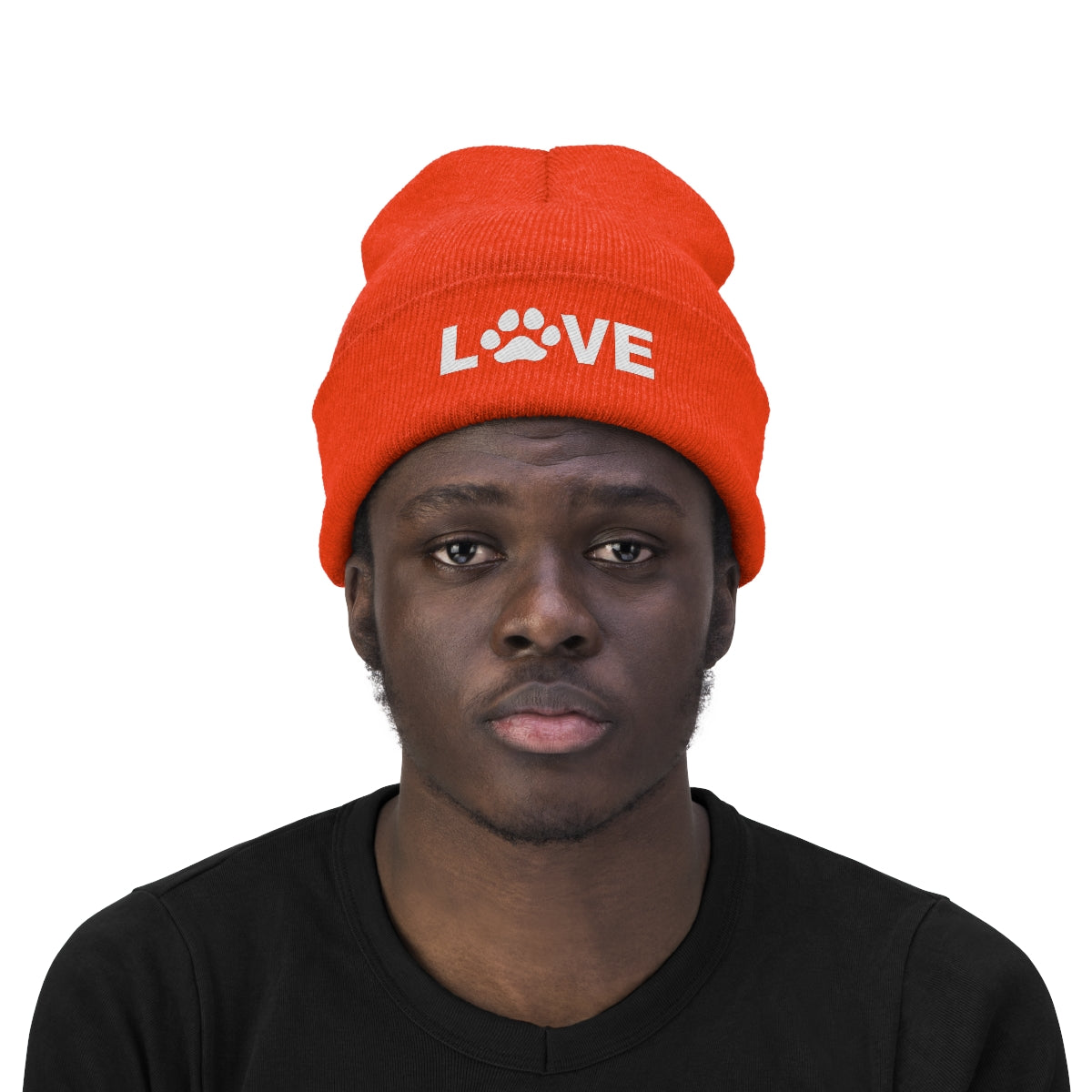 Love Pawprint Knit Ski Cap