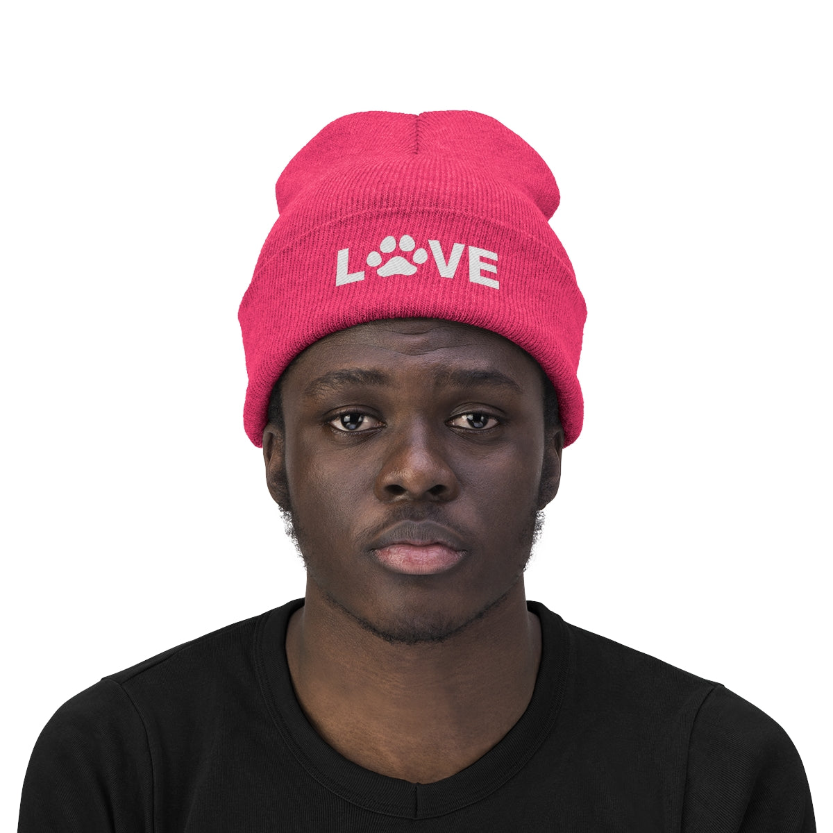 Love Pawprint Knit Ski Cap