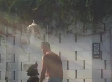 Watch How This Adorable Pup Prefers To Keep Cool!
