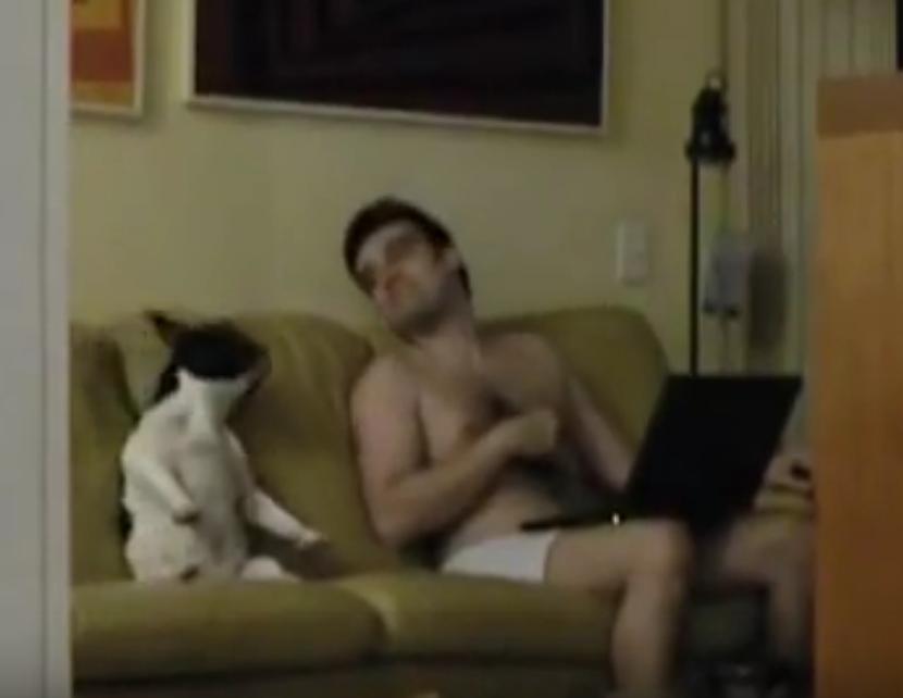 Wife Catches Husband Dancing On Couch With Family Bulldog!