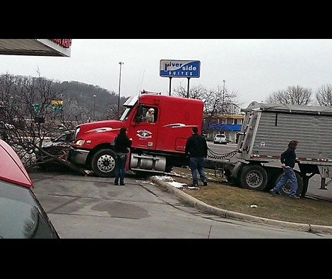 Yellow Labrador May Get His License Revoked After Driving A Semi Truck Across The Street!
