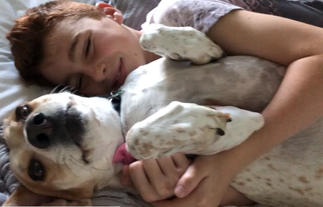 Watch How This Young Child And Puppy Snuggle Together On The Bed!