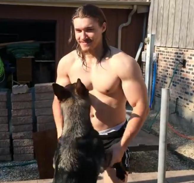 This German Shepherd Loves To Jump In The Pool With His Dad!