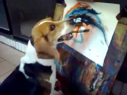 This Is Not Just A Beagle, It's A Painter Beagle! He Can Paint!