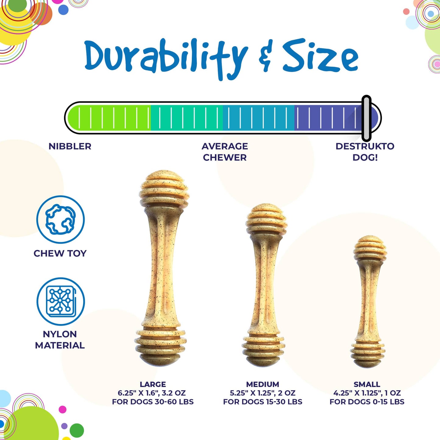SP Honey Bone Ultra Durable Nylon Dog Chew Toy for Aggressive Chewers - Brown - SodaPup/True Dogs, LLC