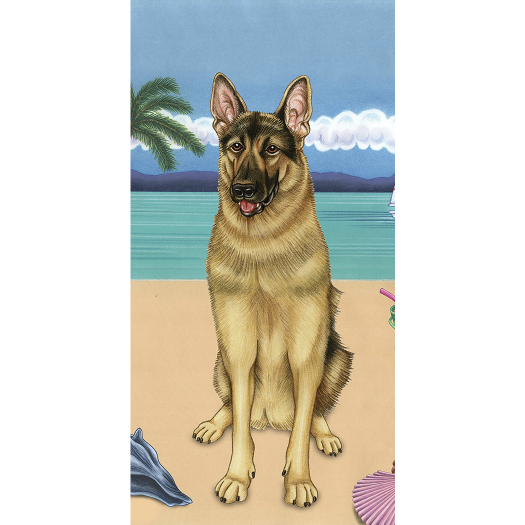 Summer German Shepherd Beach Towel